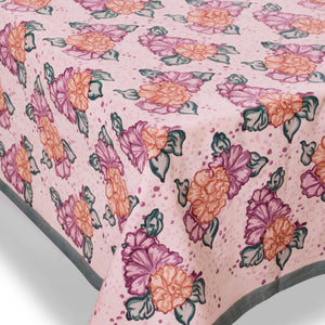 Floral table cloth with green hem